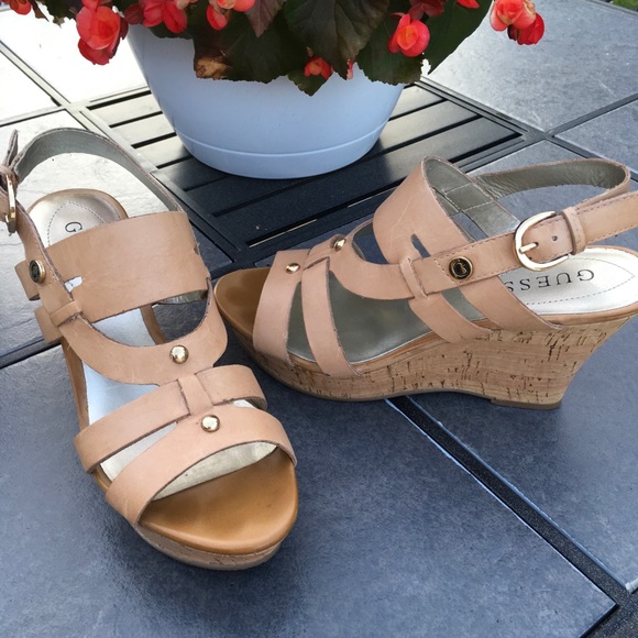 Guess Shoes - GUESS LEATHER CORK WEDGE